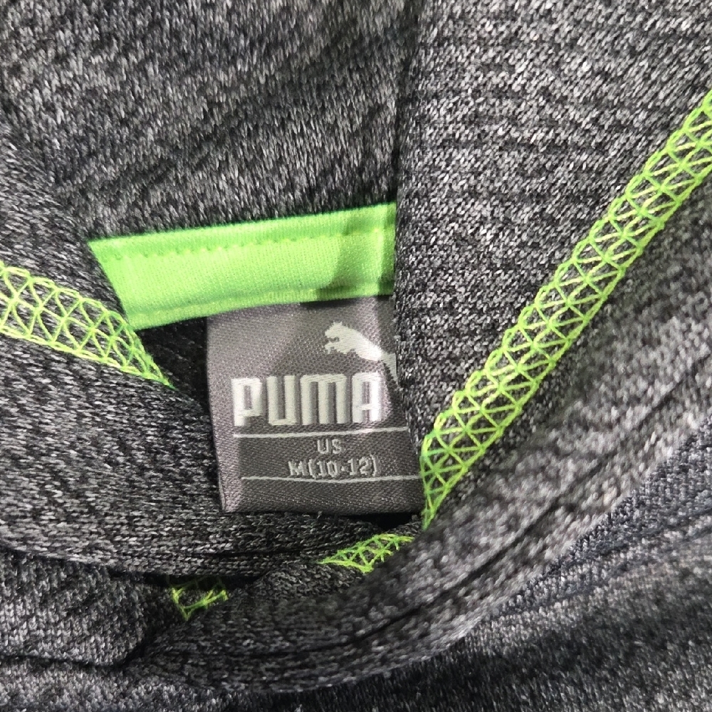 Puma Kids Gray Hoodie with Lime Accents Med 10/12 - Picture 4 of 4